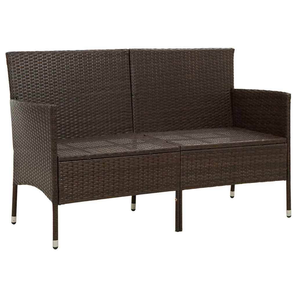 Outdoor Sofa 3-Seater Garden Patio Furniture Brown Poly Rattan with Cushions