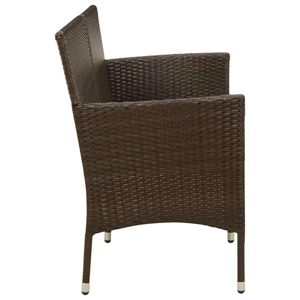 Outdoor Sofa 3-Seater Garden Patio Furniture Brown Poly Rattan with Cushions