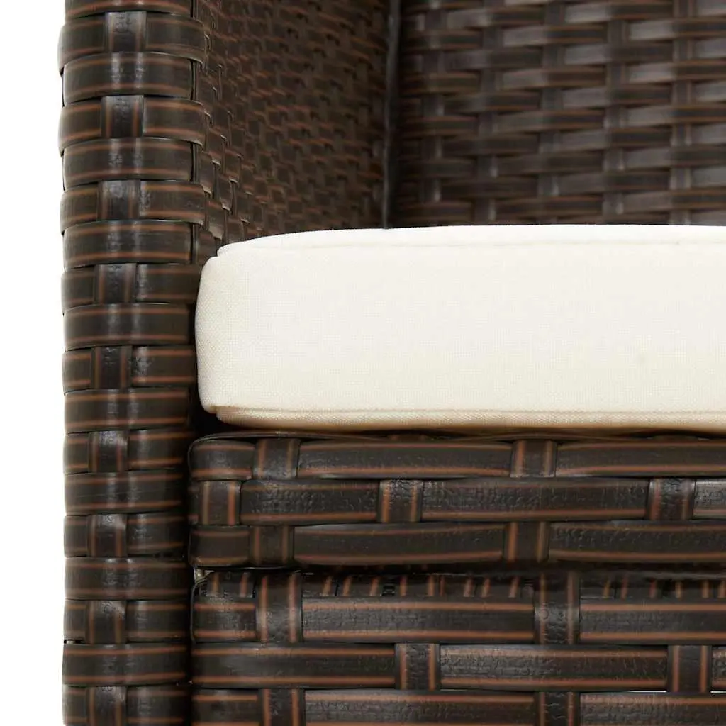 Outdoor Sofa 3-Seater Garden Patio Furniture Brown Poly Rattan with Cushions