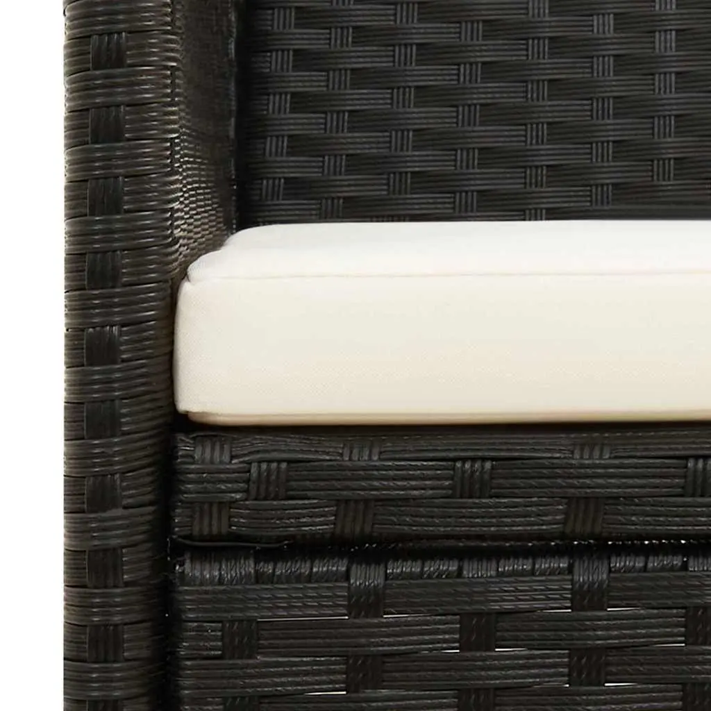 3-Seater Garden Sofa Poly Rattan Black Outdoor Patio Couch