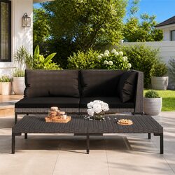 Practical Outdoor Coffee Table in Modern Rattan Design