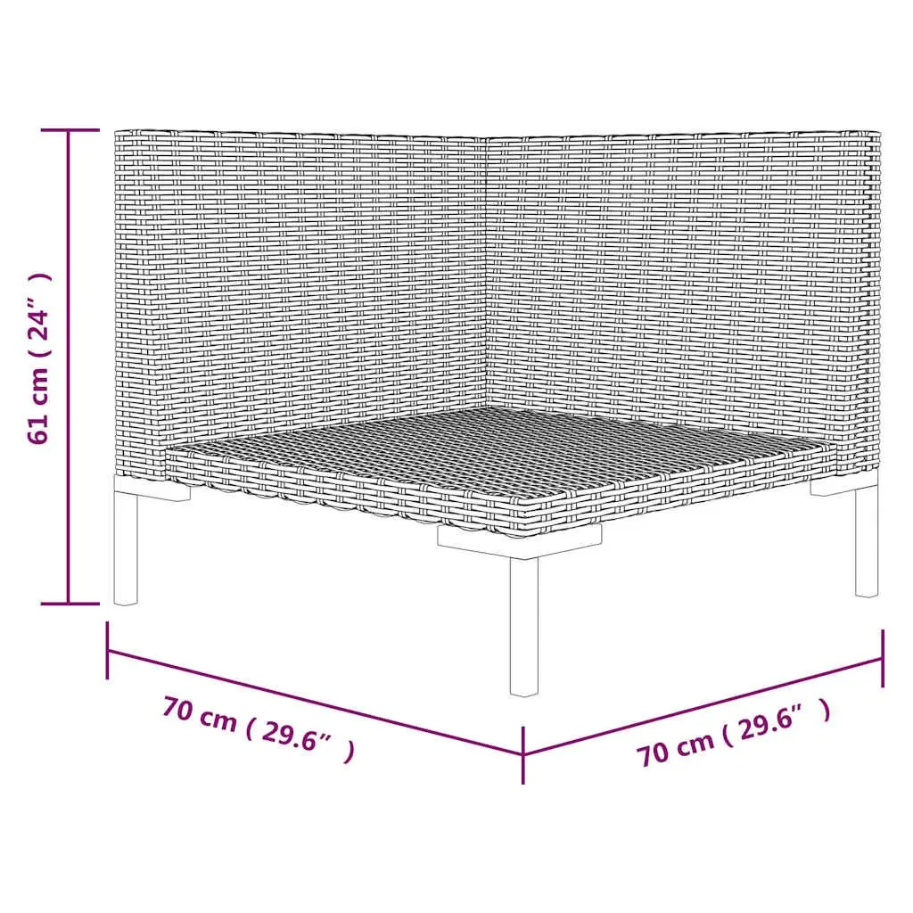 Outdoor Sectional Sofa Half Round Poly Rattan Garden Seating Grey Cushions
