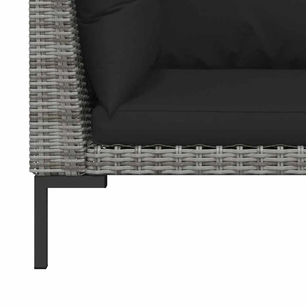Outdoor Sectional Sofa 2pcs Half Round Rattan Garden Seating with Cushions Grey