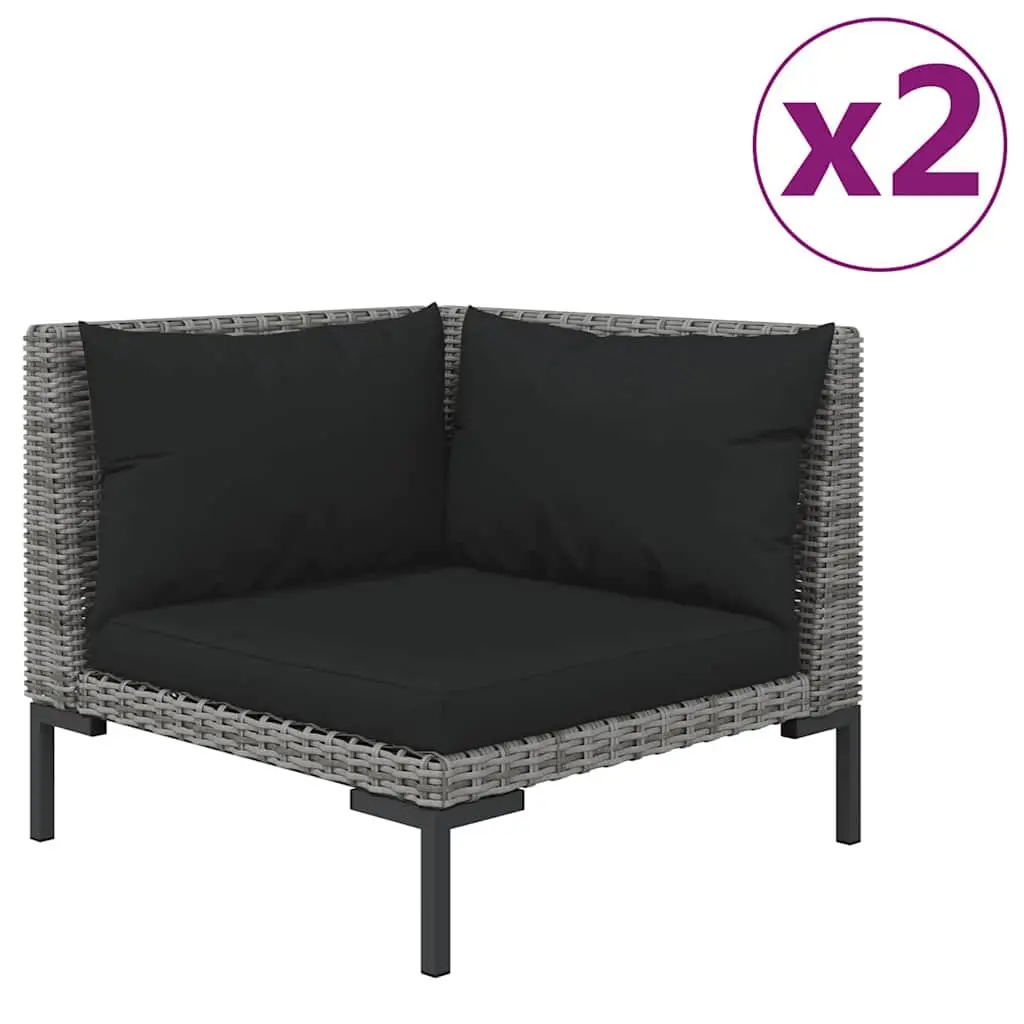 Outdoor Sectional Sofa Lounge Set 3 Piece Grey Half Round Rattan Garden