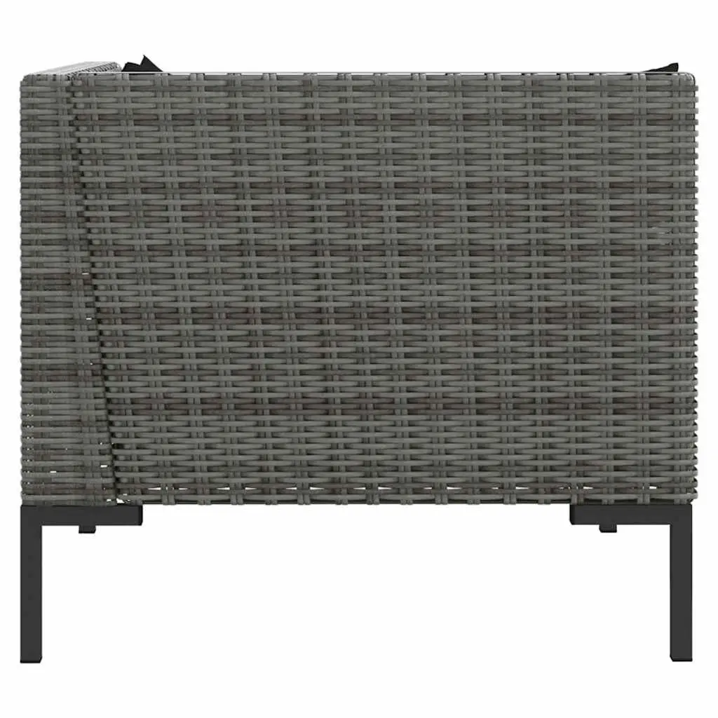 Outdoor Sectional Sofa Lounge Set 3 Piece Grey Half Round Rattan Garden