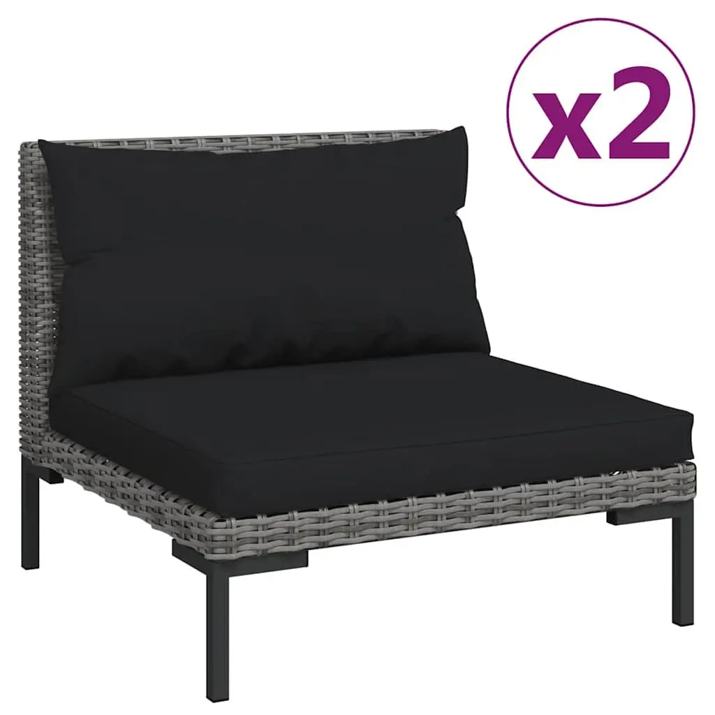 Outdoor Sofa Set 3 Piece Grey Half Round Poly Rattan Cushioned Lounge