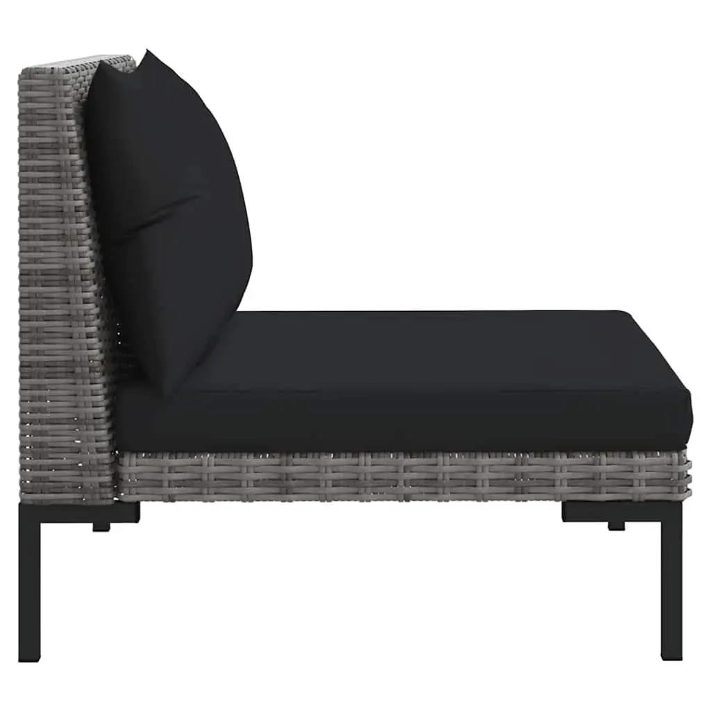 Outdoor Sofa Set 3 Piece Grey Half Round Poly Rattan Cushioned Lounge