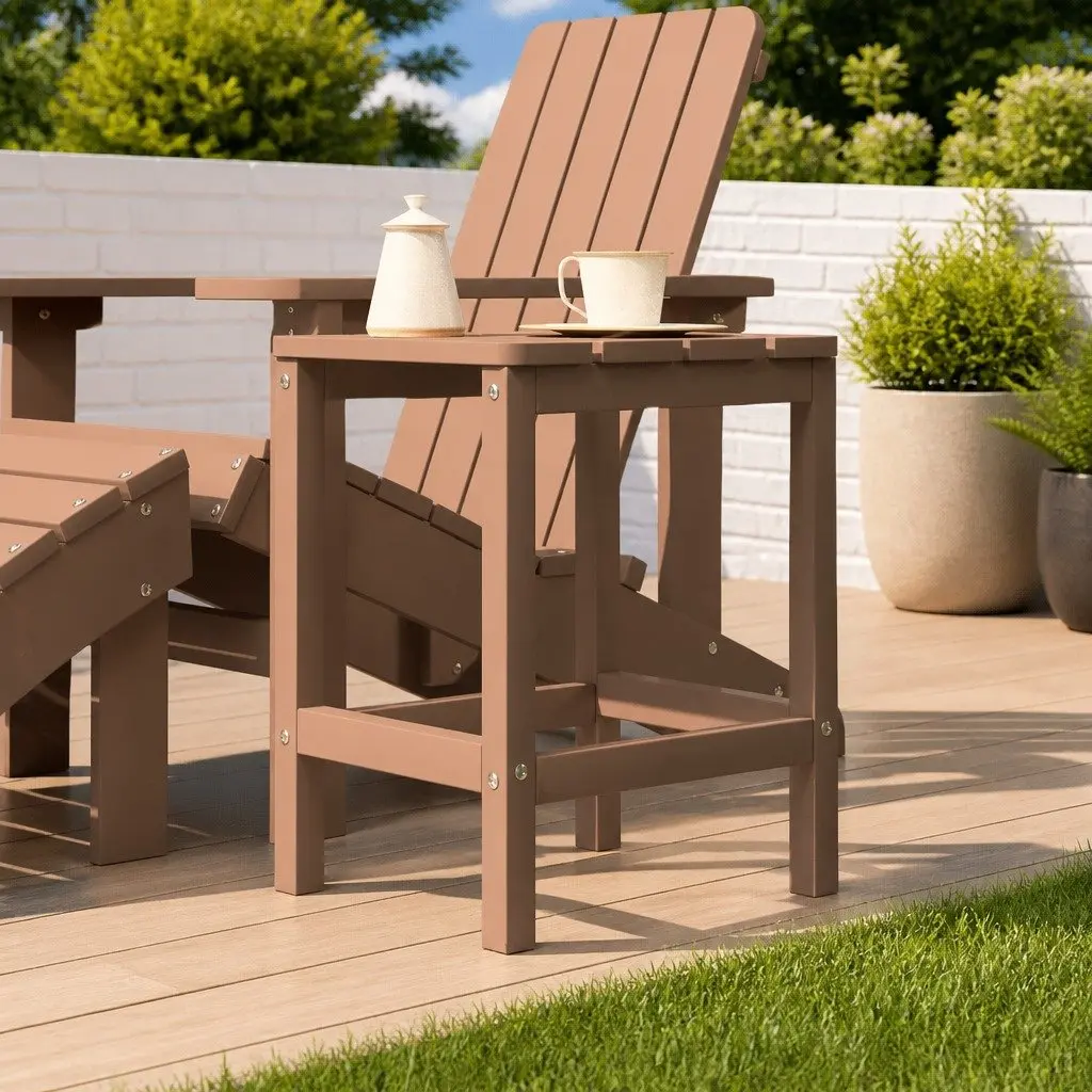 Adirondack Side Table HDPE Weather Resistant Brown 38 x 38 x 46 cm
