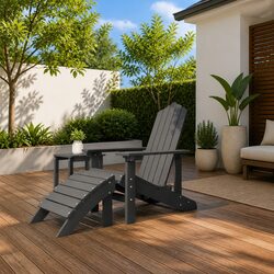 Practical Adirondack Chair with Footstool for Outdoor Comfort