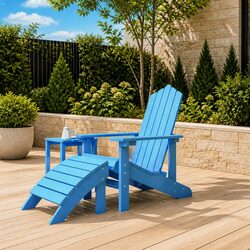 Perfect for Relaxing: Blue Adirondack Chair with Footstool
