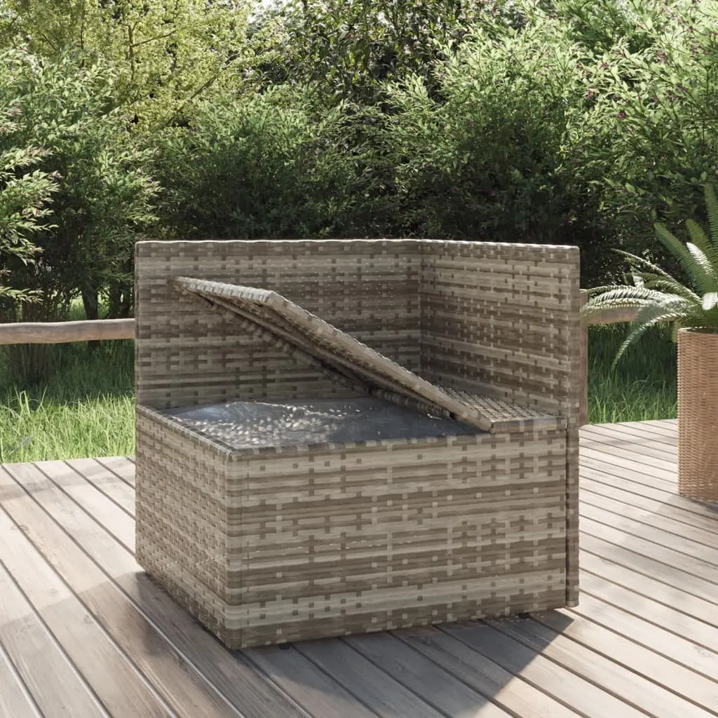 Garden Corner Sofa Poly Rattan Grey Outdoor Seating with Cushions
