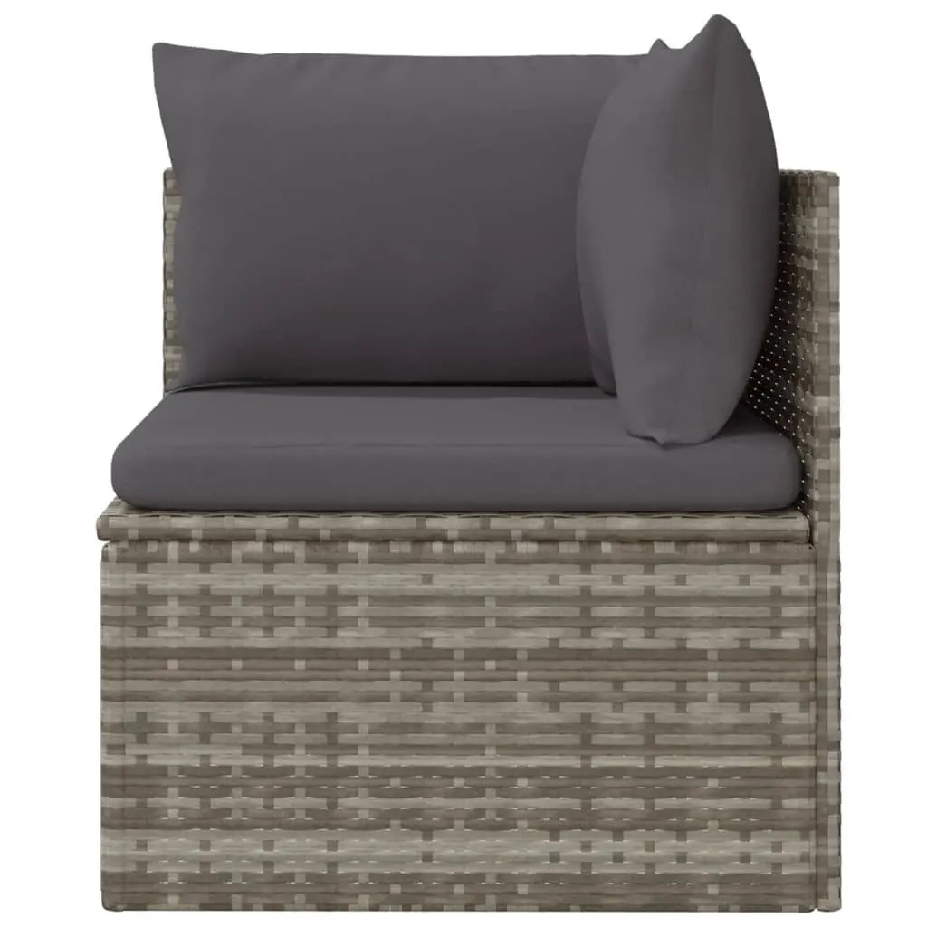 Garden Corner Sofa Poly Rattan Grey Outdoor Seating with Cushions