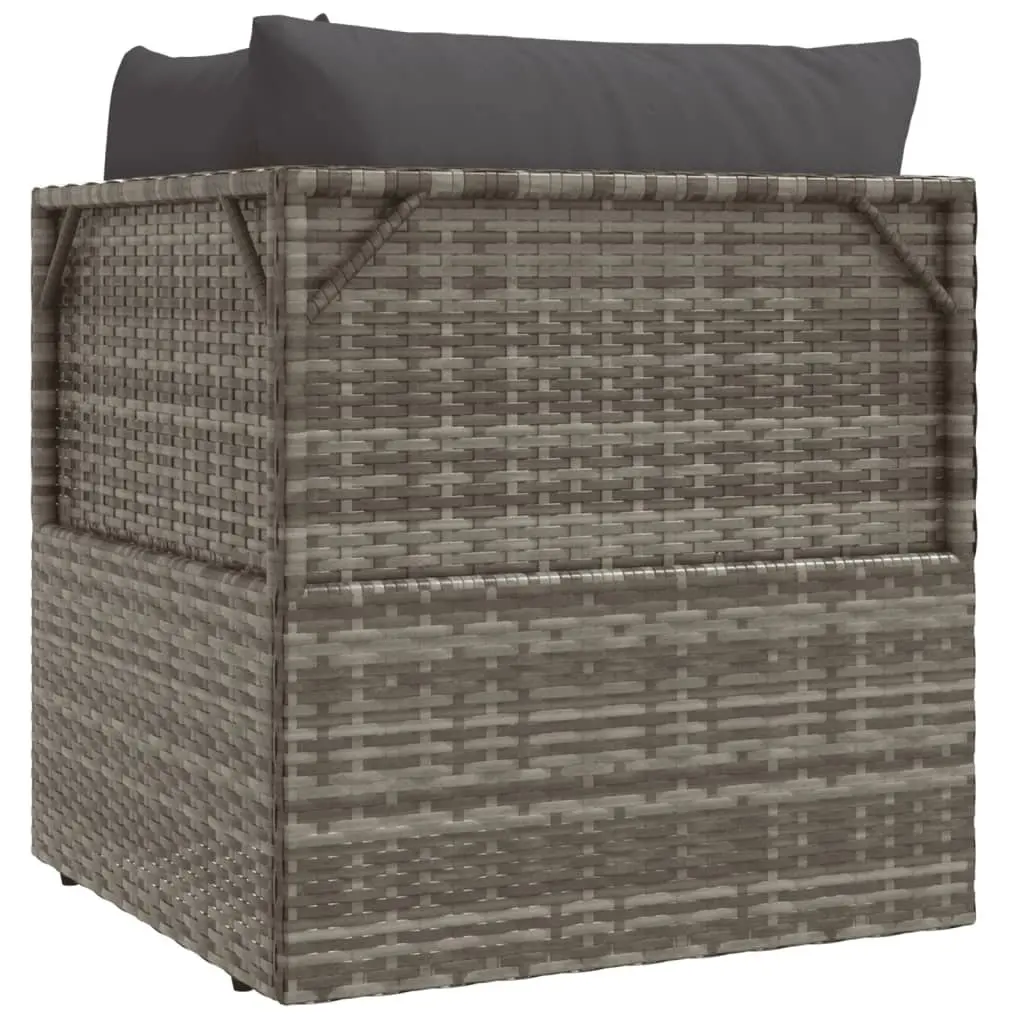 Garden Corner Sofa Poly Rattan Grey Outdoor Seating with Cushions