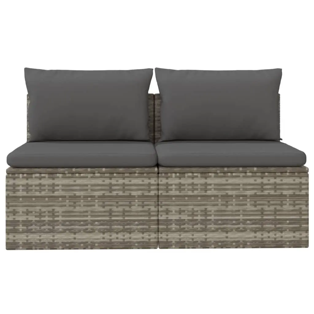 Grey 2-Seater Outdoor Sofa Poly Rattan Furniture with Cushions for Garden and Patio Use