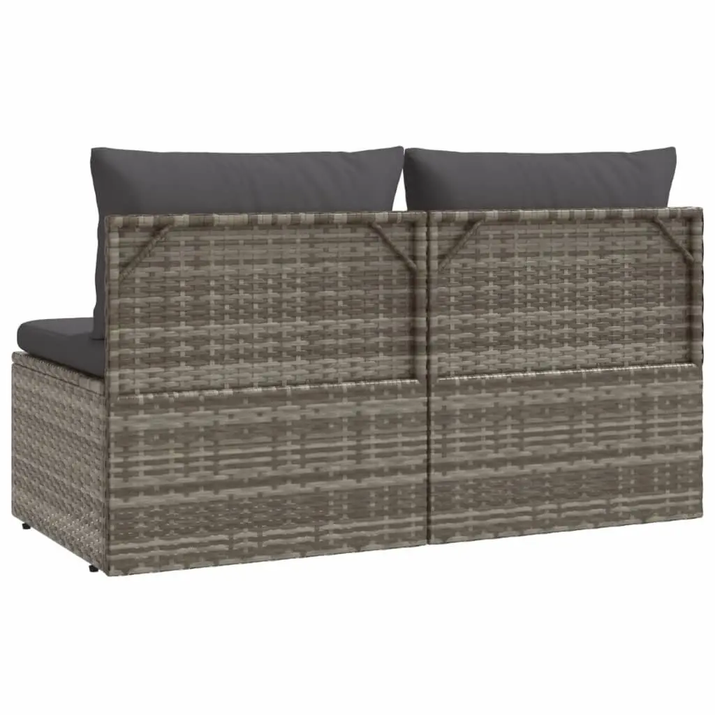 Grey 2-Seater Outdoor Sofa Poly Rattan Furniture with Cushions for Garden and Patio Use