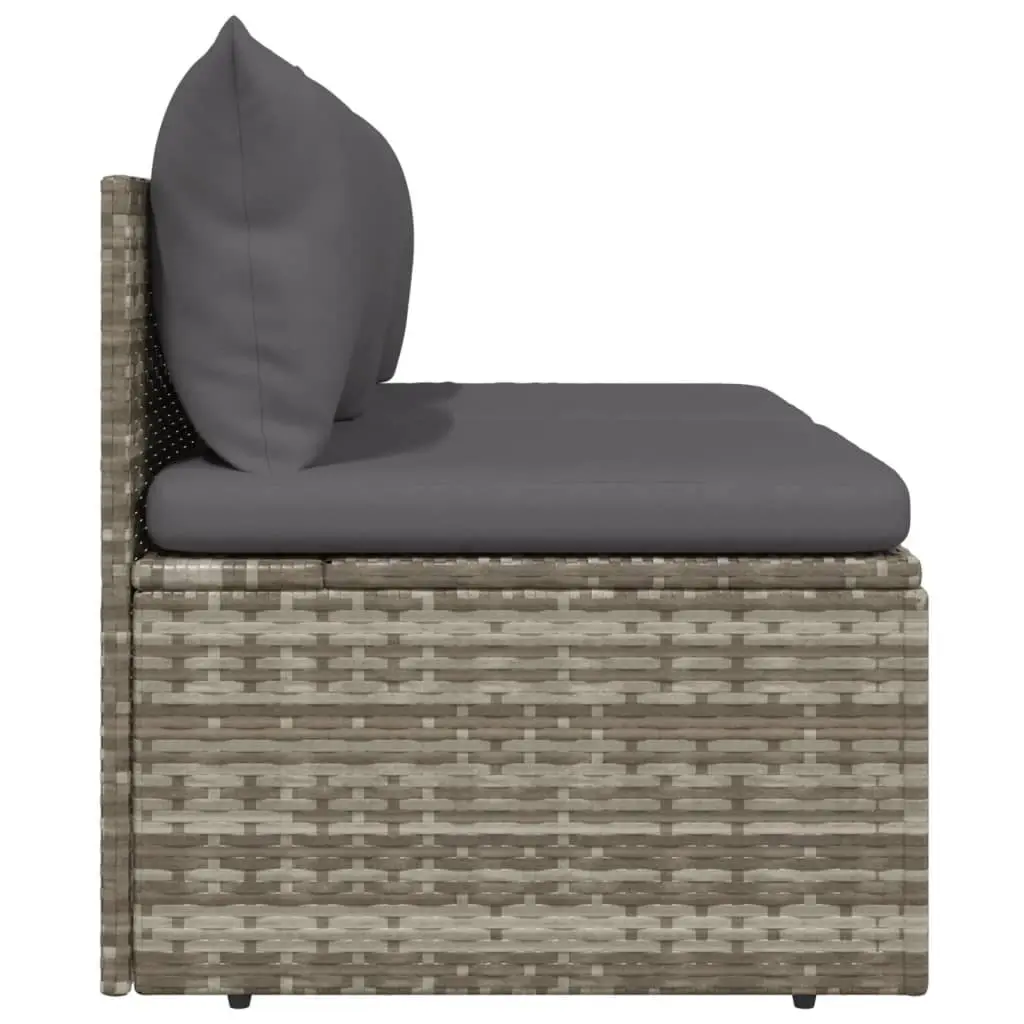 Grey 2-Seater Outdoor Sofa Poly Rattan Furniture with Cushions for Garden and Patio Use