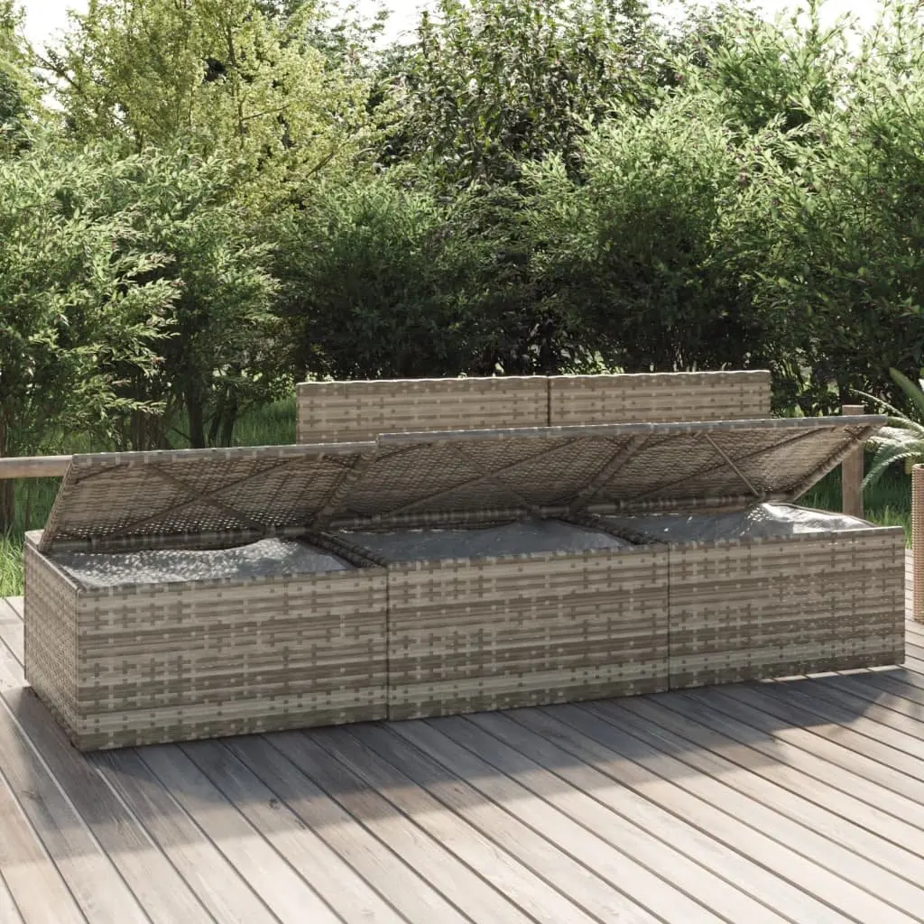 3 Piece Garden Lounge Set with Cushions Grey Outdoor Seating Poly Rattan Patio
