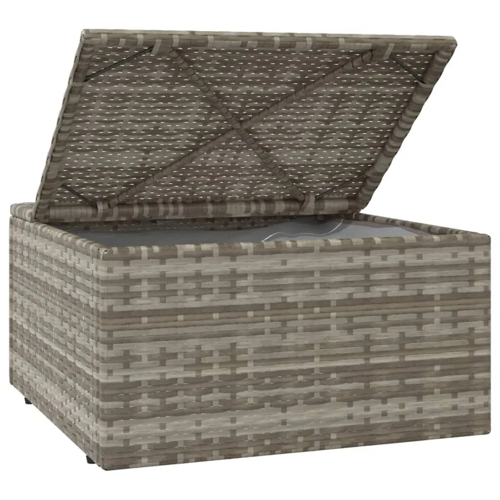 4 Piece Outdoor Garden Lounge Set Grey Poly Rattan Sofa Cushions Storage Box