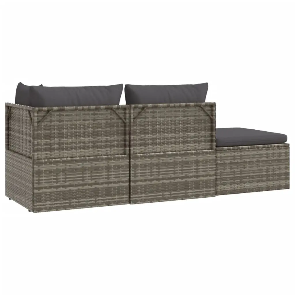 4 Piece Outdoor Garden Lounge Set Grey Poly Rattan Sofa Cushions Storage Box