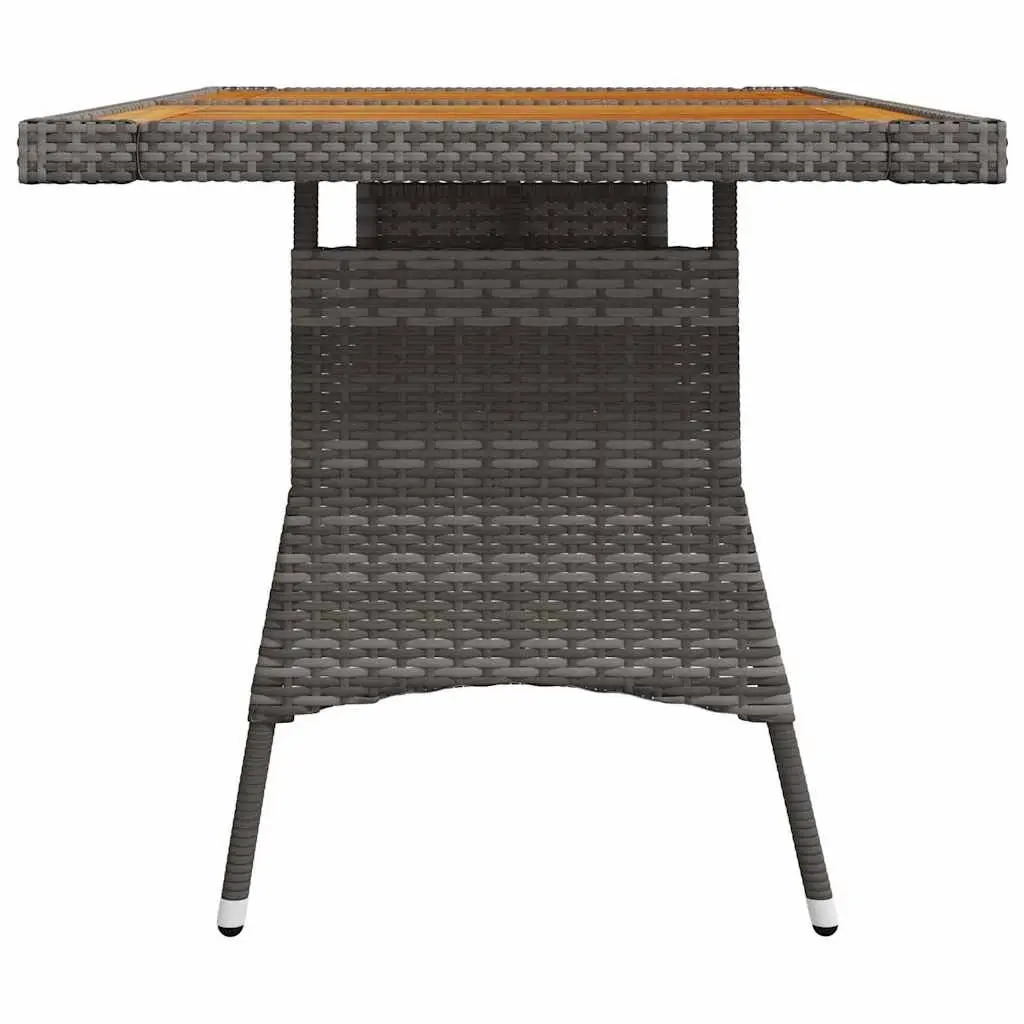 Garden Dining Table Solid Acacia Wood Powder-Coated Steel 130x70x72cm Grey PE Rattan Outdoor Patio Furniture