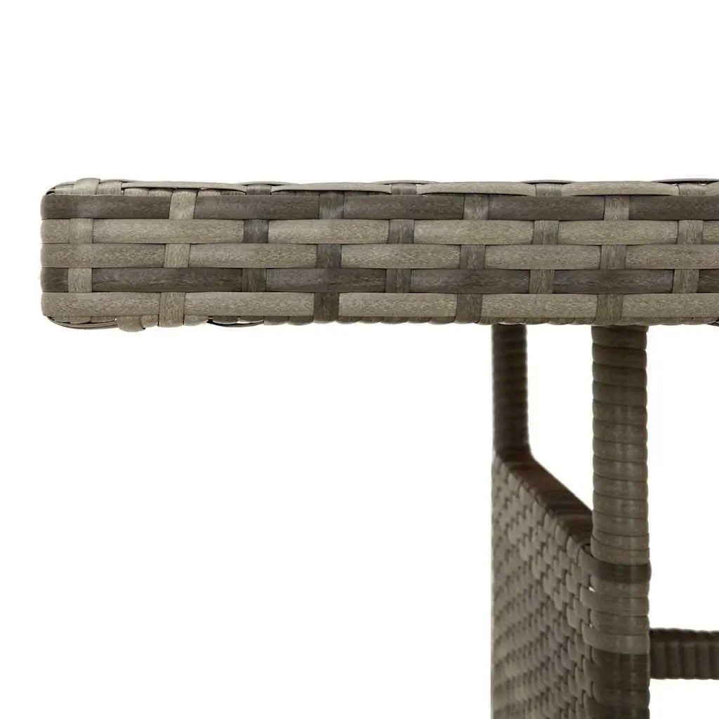 Garden Dining Table Grey Outdoor Patio Furniture PE Rattan Acacia Wood Frame