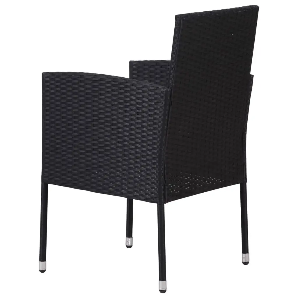 4 Piece Garden Chair Set Poly Rattan Black with Cream Cushions Outdoor Patio Furniture