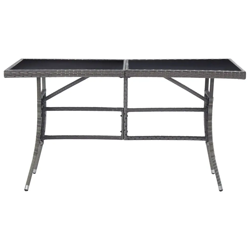 Garden Table Poly Rattan Glass Top 140x80x74cm Grey