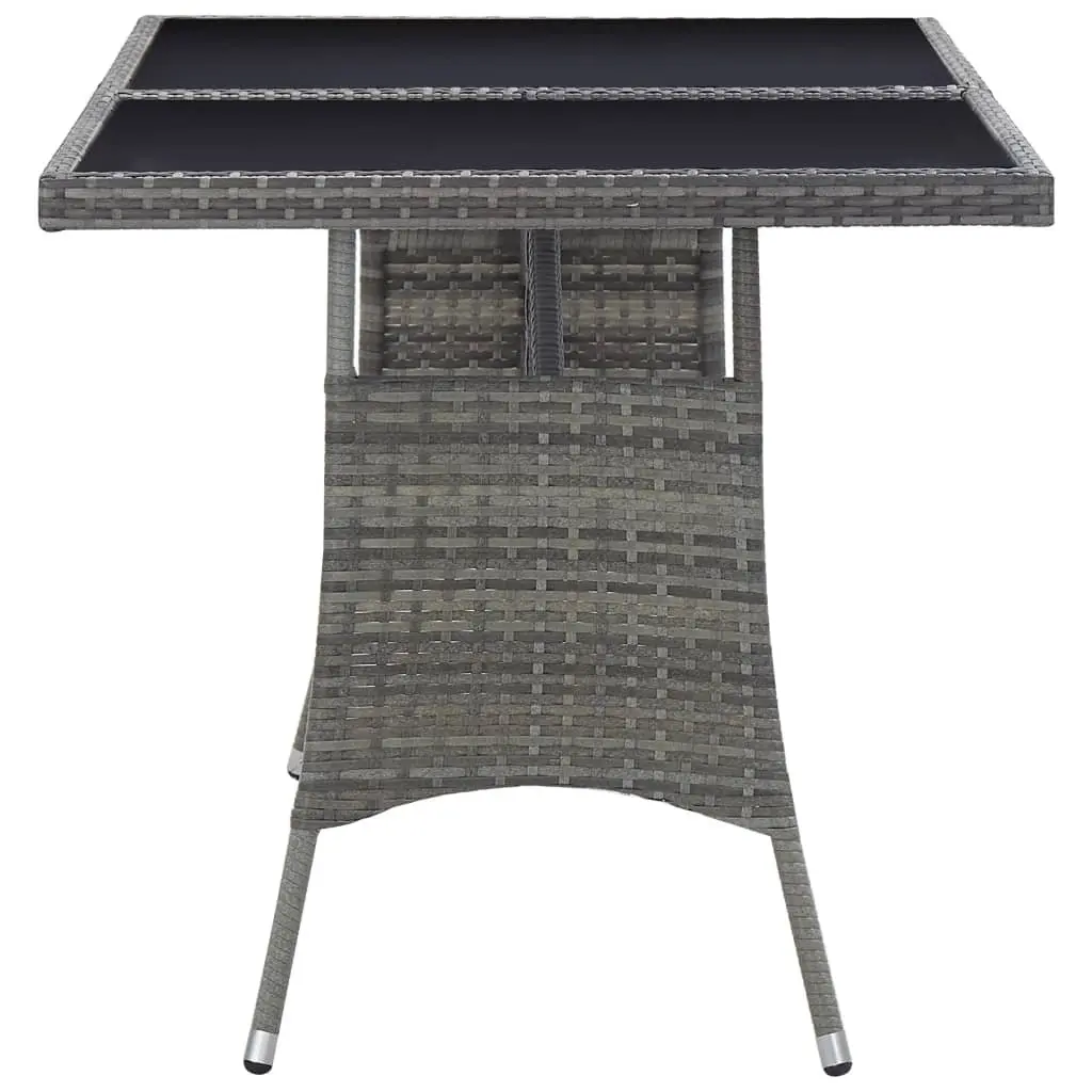 Garden Table Poly Rattan Glass Top 140x80x74cm Grey