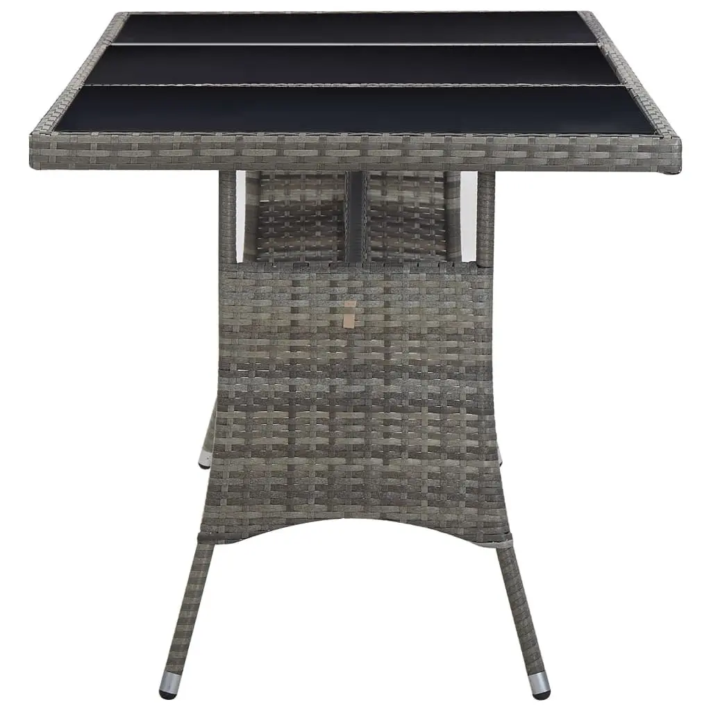 Grey Poly Rattan Garden Table Outdoor Patio Furniture Glass Top 170x80x74cm
