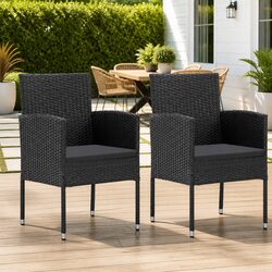 Practical Black Rattan Outdoor Chairs with Cushions
