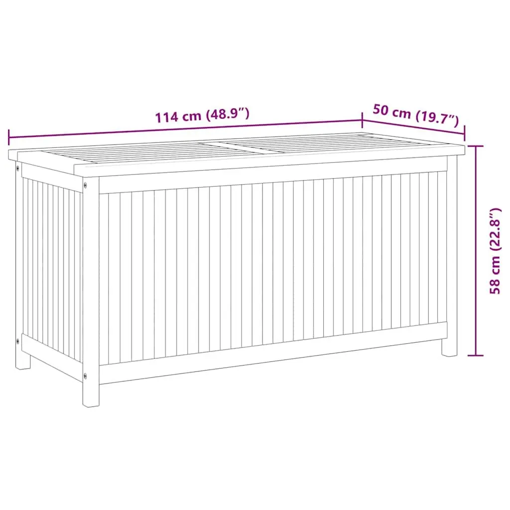 Garden Storage Box Solid Teak Wood 114x50x58 cm Brown Outdoor Deck Chest