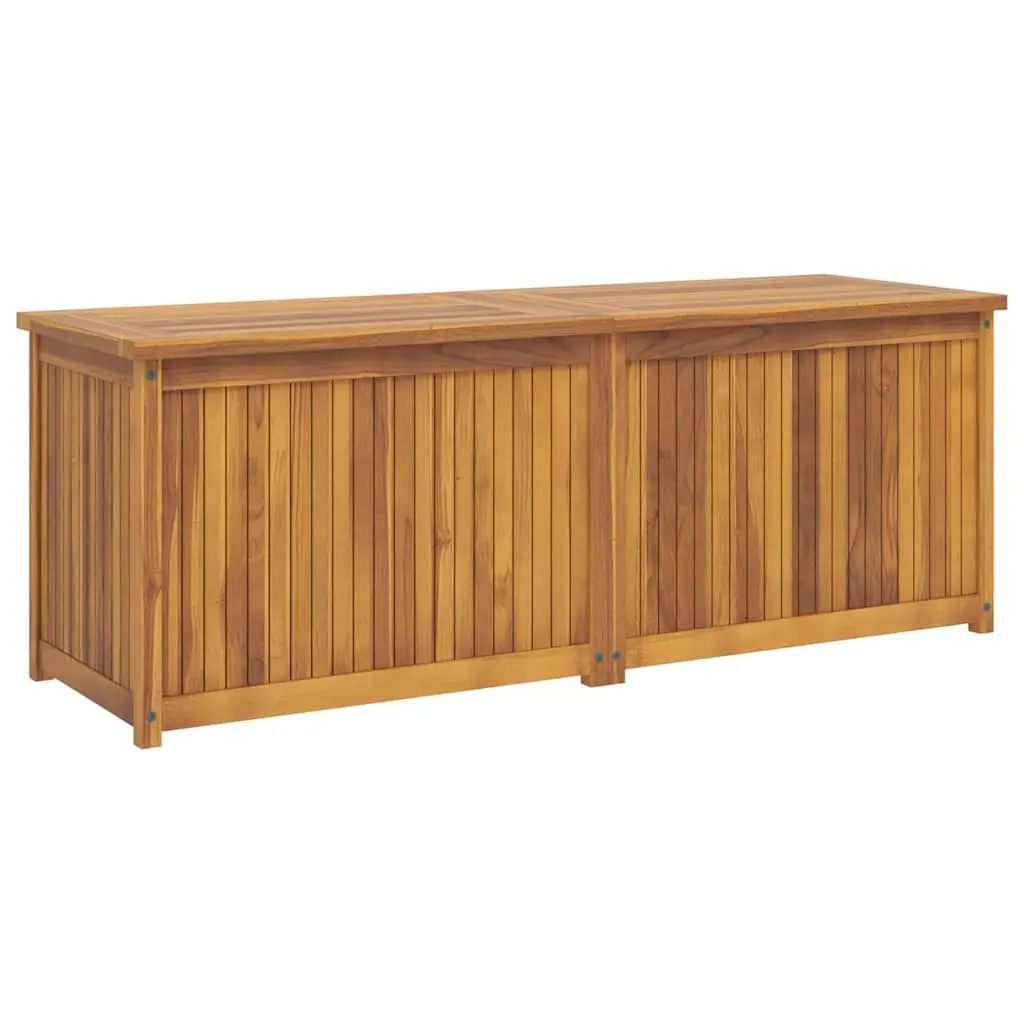 Garden Chest Solid Teak Wood 150x50x55 cm Weather Resistant Brown Easy Open Lid Storage Box for Outdoor Tools Cushions Accessories