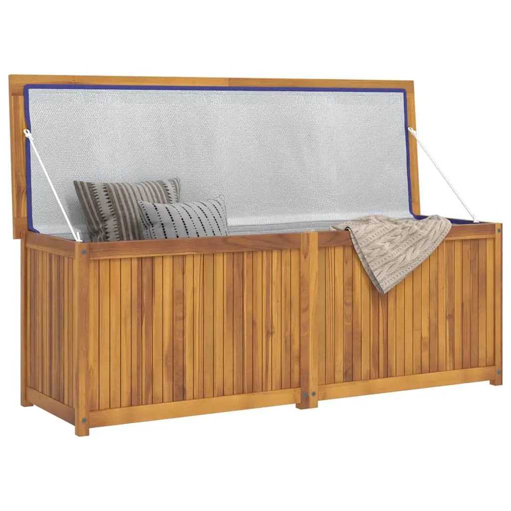 Garden Chest Solid Teak Wood 150x50x55 cm Weather Resistant Brown Easy Open Lid Storage Box for Outdoor Tools Cushions Accessories