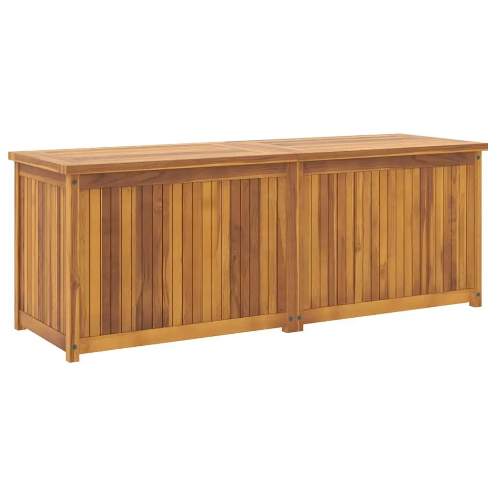 Garden Chest Solid Teak Wood 150x50x55 cm Weather Resistant Brown Easy Open Lid Storage Box for Outdoor Tools Cushions Accessories