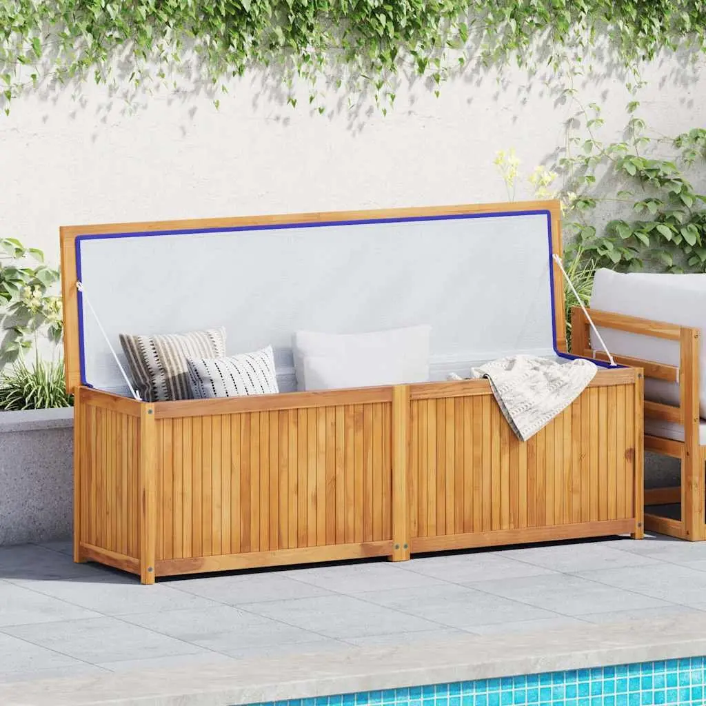 Outdoor Chest Garden Storage Box Teak Wood 175x50x55 cm Brown Easy Open Lid
