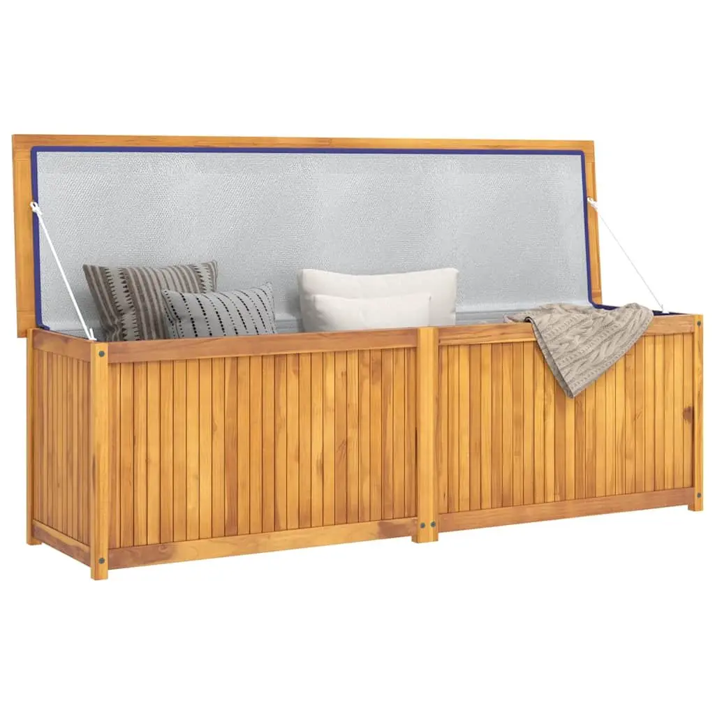 Outdoor Chest Garden Storage Box Teak Wood 175x50x55 cm Brown Easy Open Lid