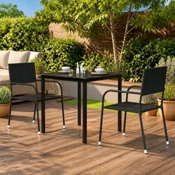Versatile Black Outdoor Dining Table 80x80x74 cm