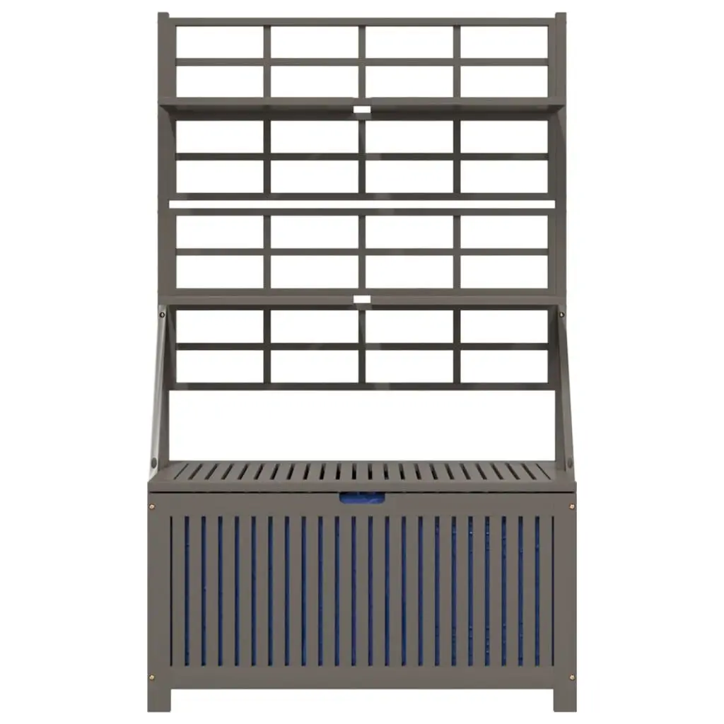 Outdoor Storage Box Solid Acacia Wood 99x50x160cm Grey Garden Planter with Trellis