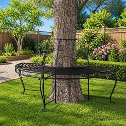 Practical Half Round Tree Bench for Gardens and Patios