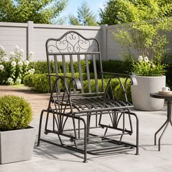 Versatile Black Steel Glider Bench for Any Outdoor Setting