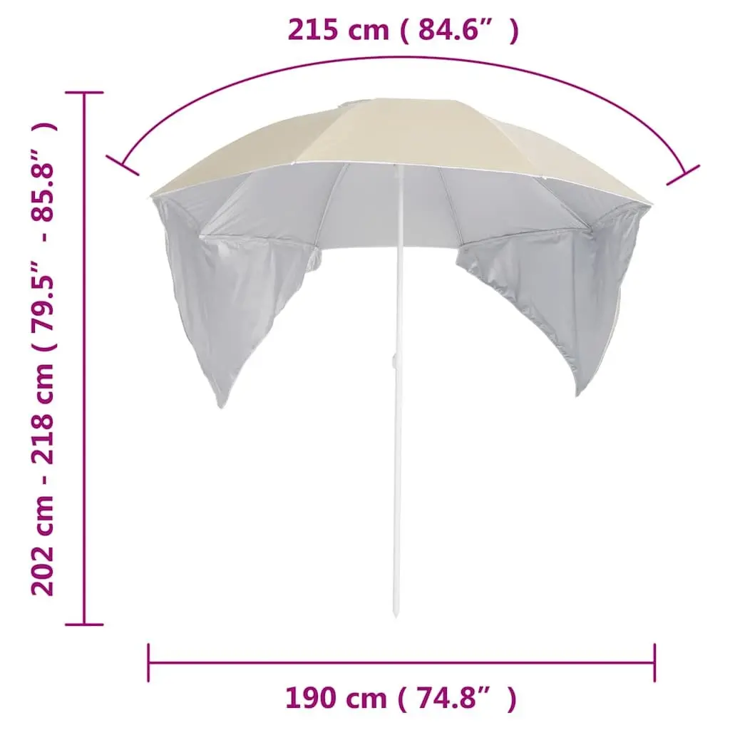 Beach Parasol Polyester with Detachable Side Walls 215cm Yellow