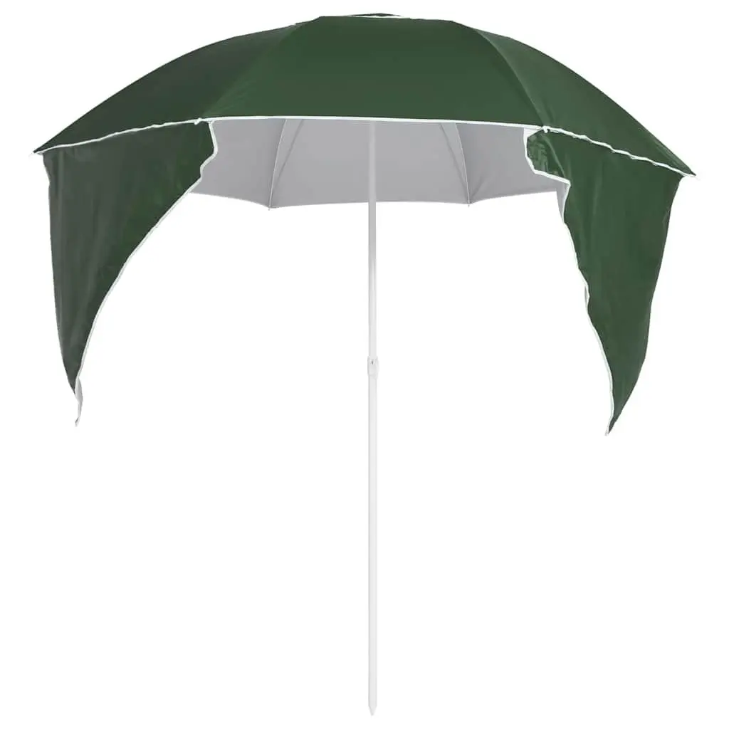 Outdoor Beach Parasol Green 215cm Detachable Side Walls Polyester Canopy Sun Shelter Garden Shade