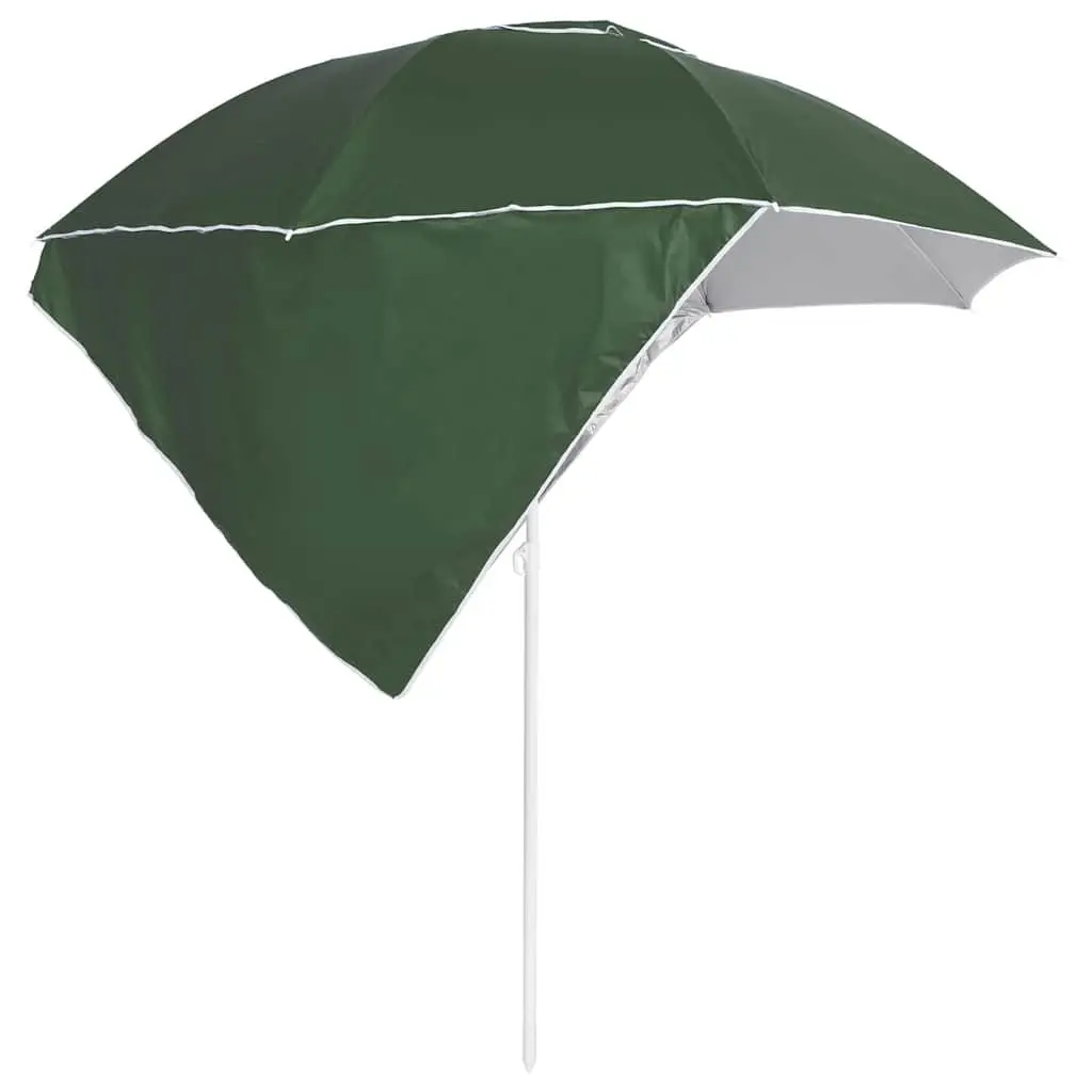 Outdoor Beach Parasol Green 215cm Detachable Side Walls Polyester Canopy Sun Shelter Garden Shade