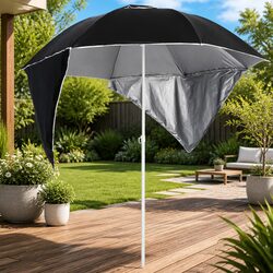 Practical Beach Parasol with Adjustable Sides, Anthracite 215cm