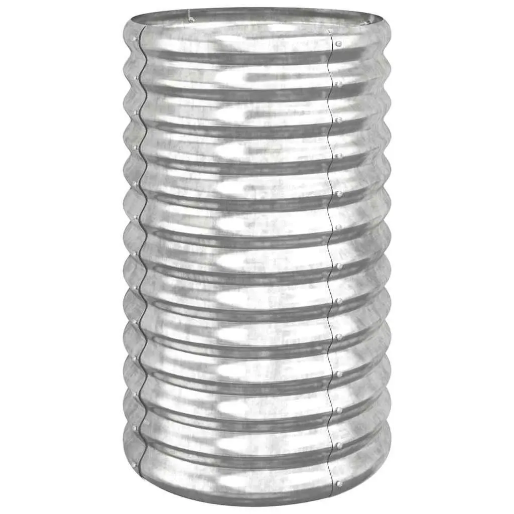 Raised Bed Planter Galvanised Steel Silver Outdoor 40cm x 40cm x 68cm