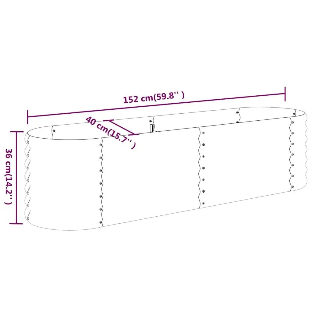 Raised Garden Bed Planter Box Grey Galvanised Steel Outdoor Vegetable 152x40x36cm