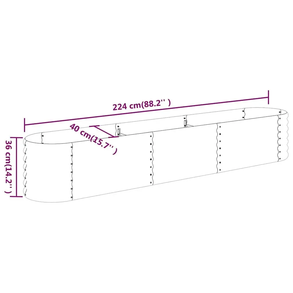 Raised Garden Bed Planter Box Galvanised Steel 224 x 40 x 36 cm Anthracite
