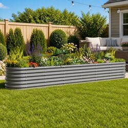 Practical Galvanised Steel Planter Box for Your Garden 260x40x36cm