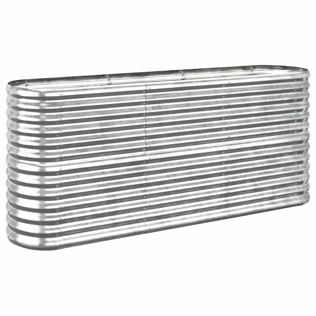 Raised Bed Planter Box Galvanised Steel Frame Silver Outdoor Gardening 152x40x68cm
