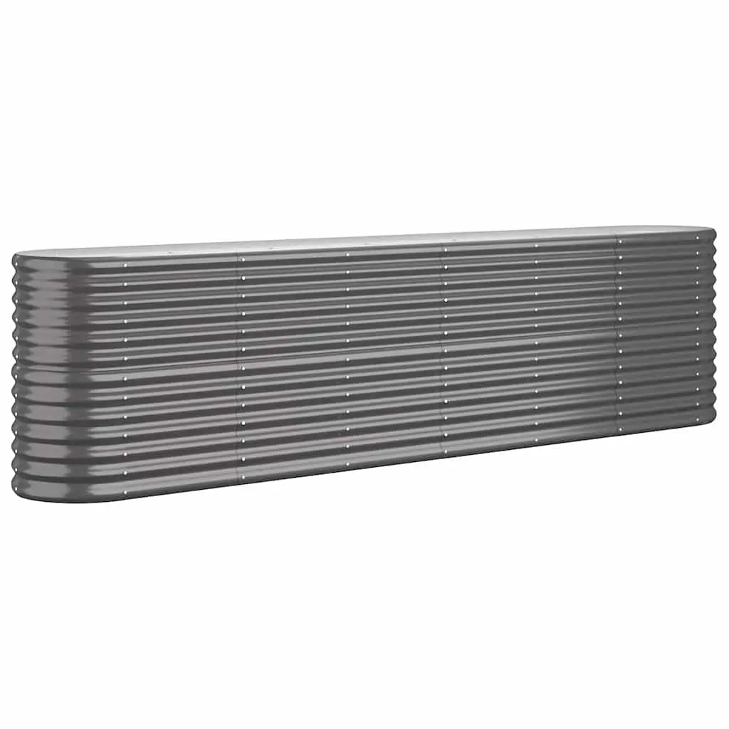 Raised Garden Bed Outdoor Planter Anthracite Galvanised Steel Frame 260x40x68cm